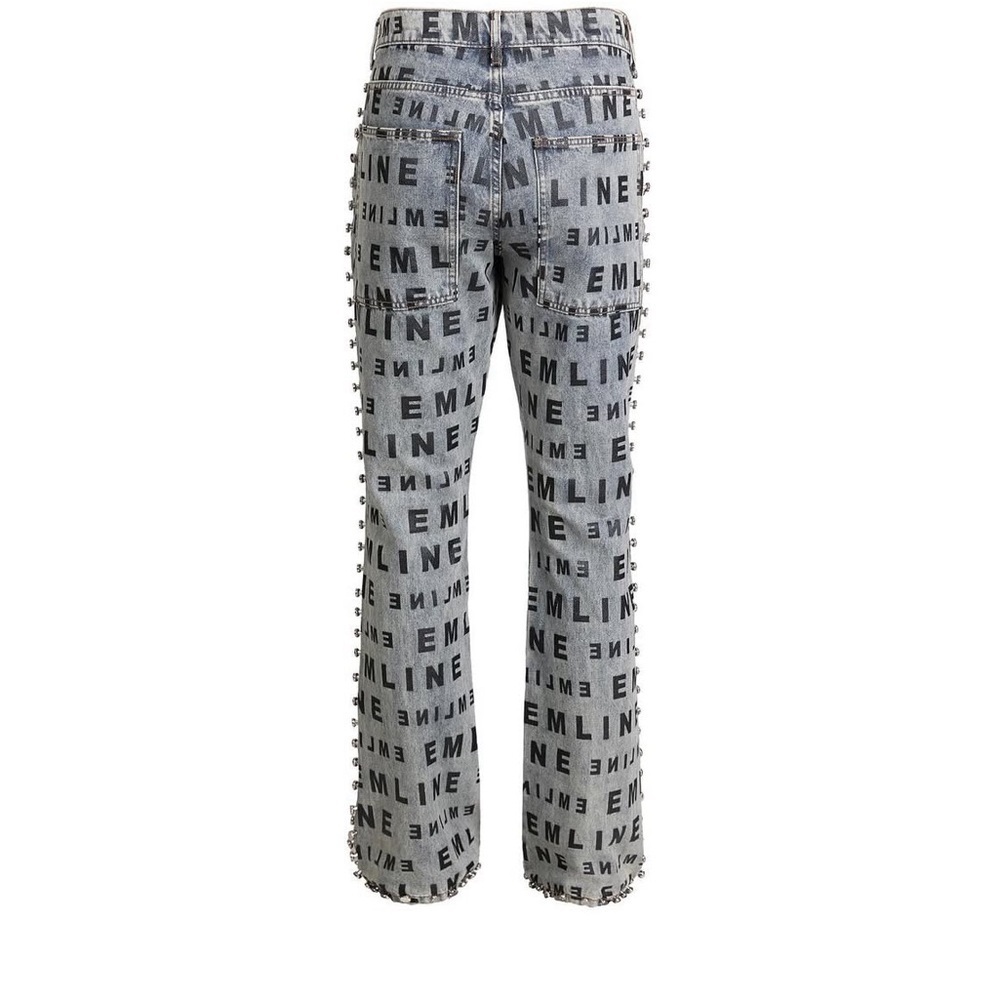 Emline Gray Studded Logo Jeans
